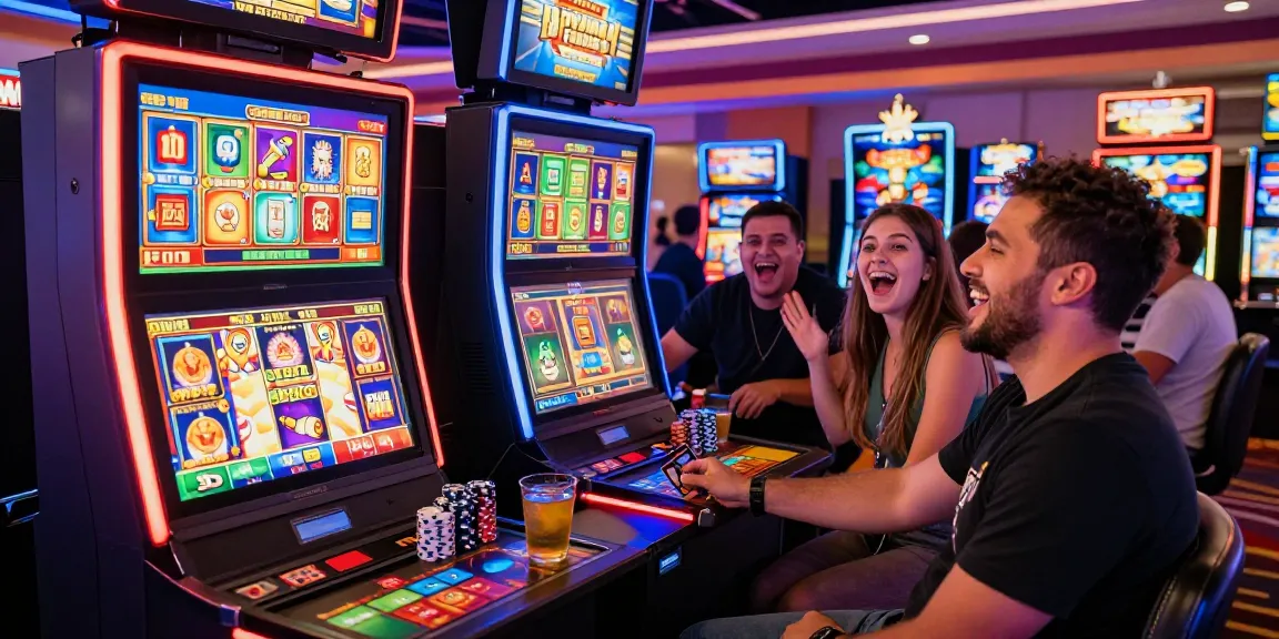 Exciting atmosphere at credit card casinos featuring players engaged in gameplay while using credit cards at vibrant slot machines from https://chps.org.uk