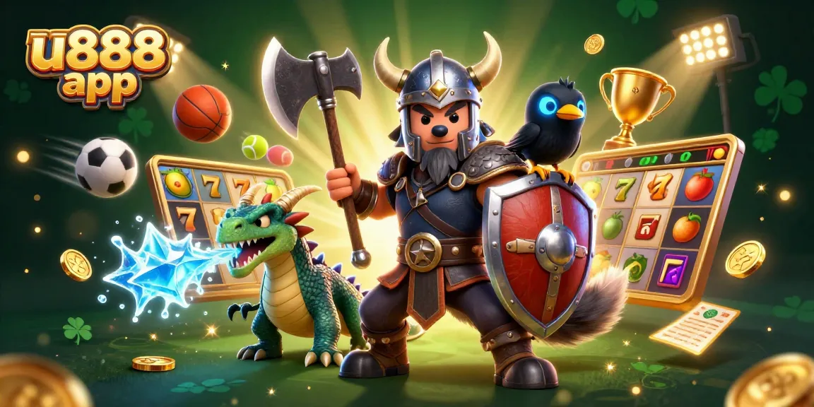 Win big with the u888 app in this vibrant 3D casino atmosphere filled with exciting gaming elements.