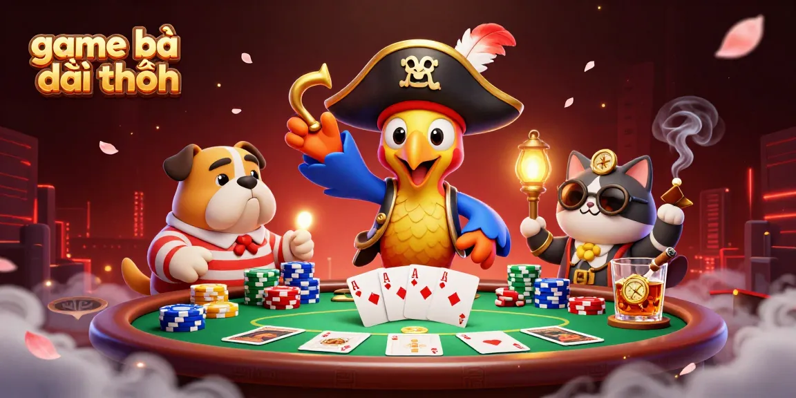 Experience the excitement of game bài đổi thưởng with vibrant characters and dynamic poker elements in this captivating illustration.
