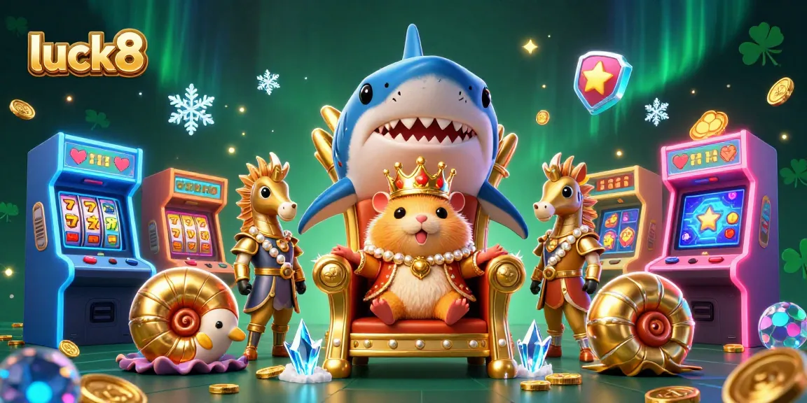Engage in a thrilling luck8 casino experience with vibrant game elements and royal characters.