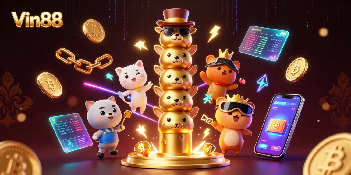 Engage with Vin88's thrilling casino experience featuring unique animal totem and crypto elements.