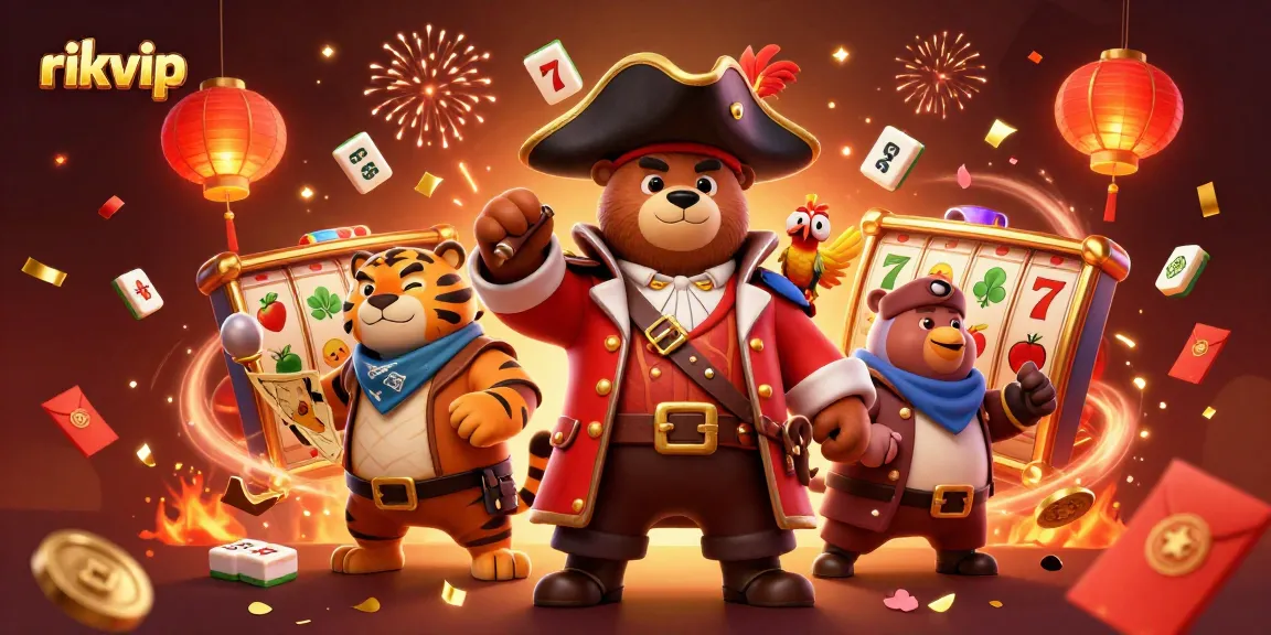 Experience thrilling slots with Rikvip, featuring pirate characters and rich casino elements.