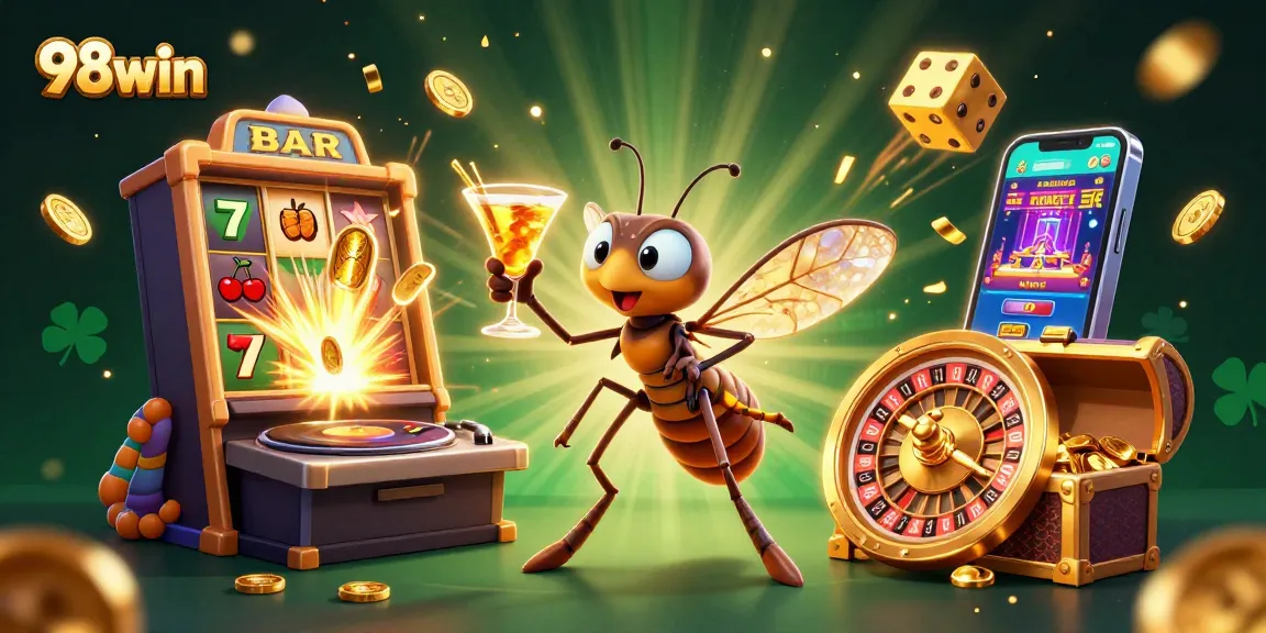 Engage with 98win's vibrant 3D casino world featuring dynamic game elements and fun characters.