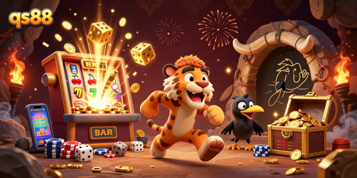 Experience thrilling gameplay at qs88 with engaging 3D casino characters celebrating an exciting jackpot.