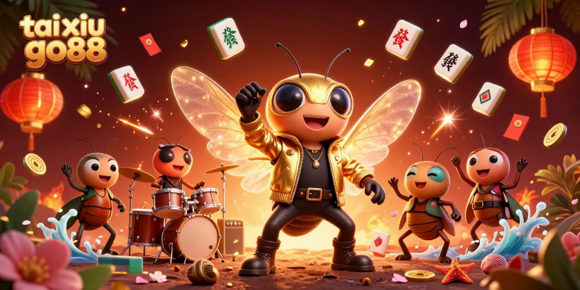 Engage with tai xiu go88 gameplay through an electrifying scene of animated characters and festive elements.