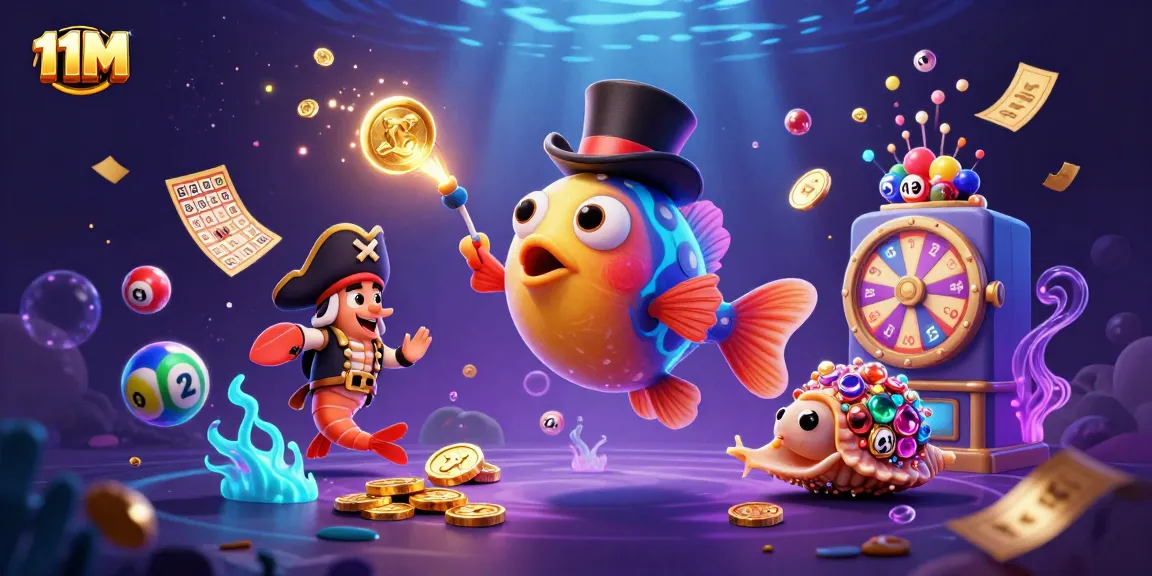 Win big with 11M as vibrant characters attract golden treasures in a dynamic gambling scene.