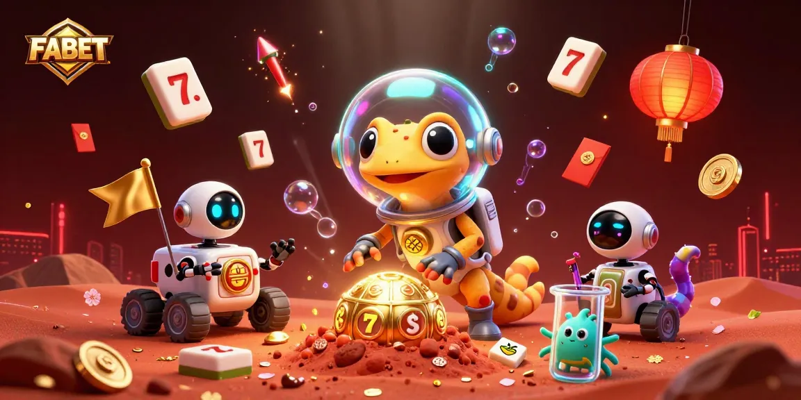 Experience the thrilling FABET adventure of a Martian gecko discovering a golden casino in vibrant 3D.