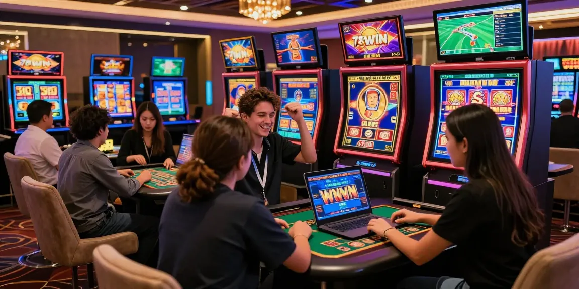 Players enjoying a thrilling experience at 78win online casino, celebrating wins and strategizing bets.