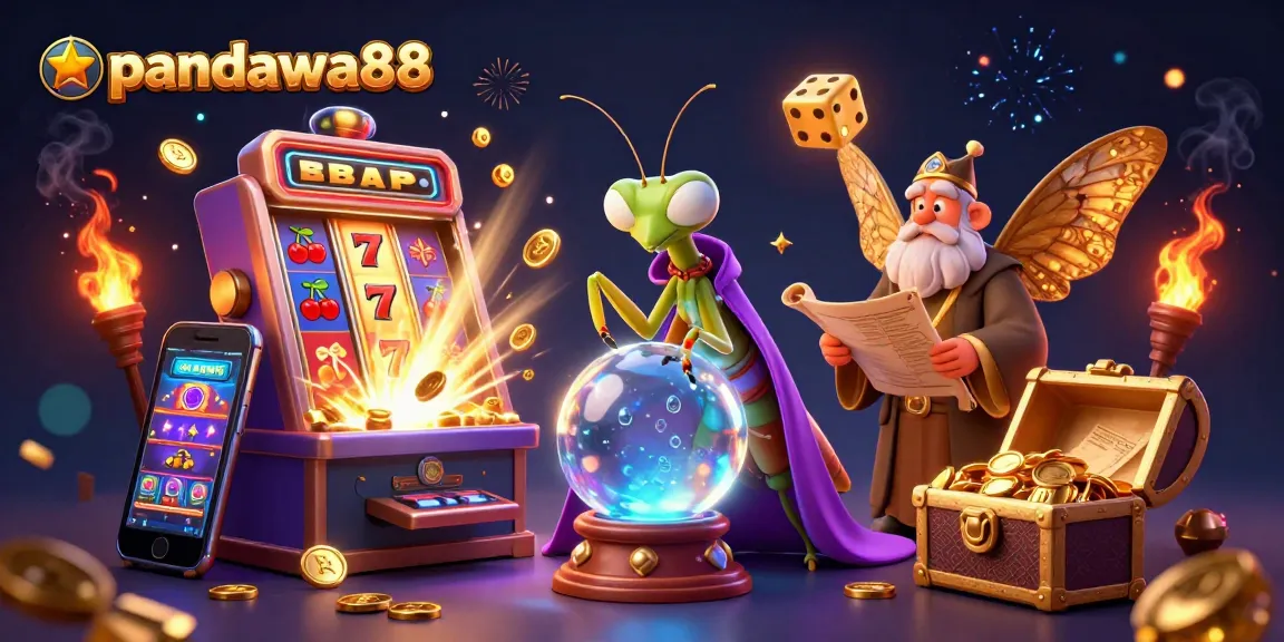 Win big with pandawa88 in an ultra-detailed 3D casino illustration, showcasing exciting slot machines.