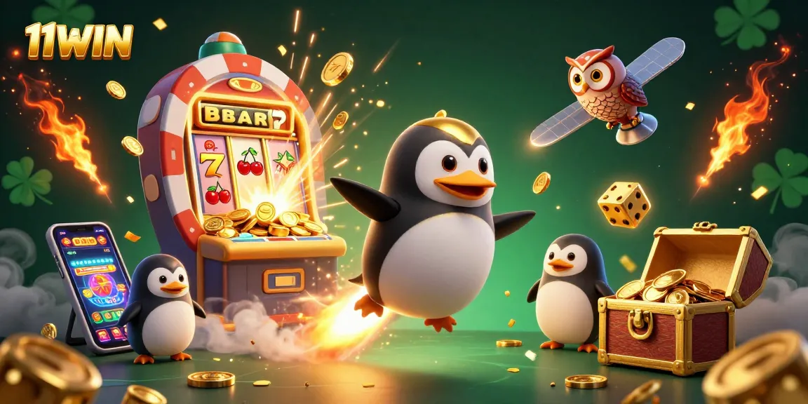 Experience the excitement of 11WIN with a vibrant casino-themed 3D illustration, showcasing dynamic winning moments.