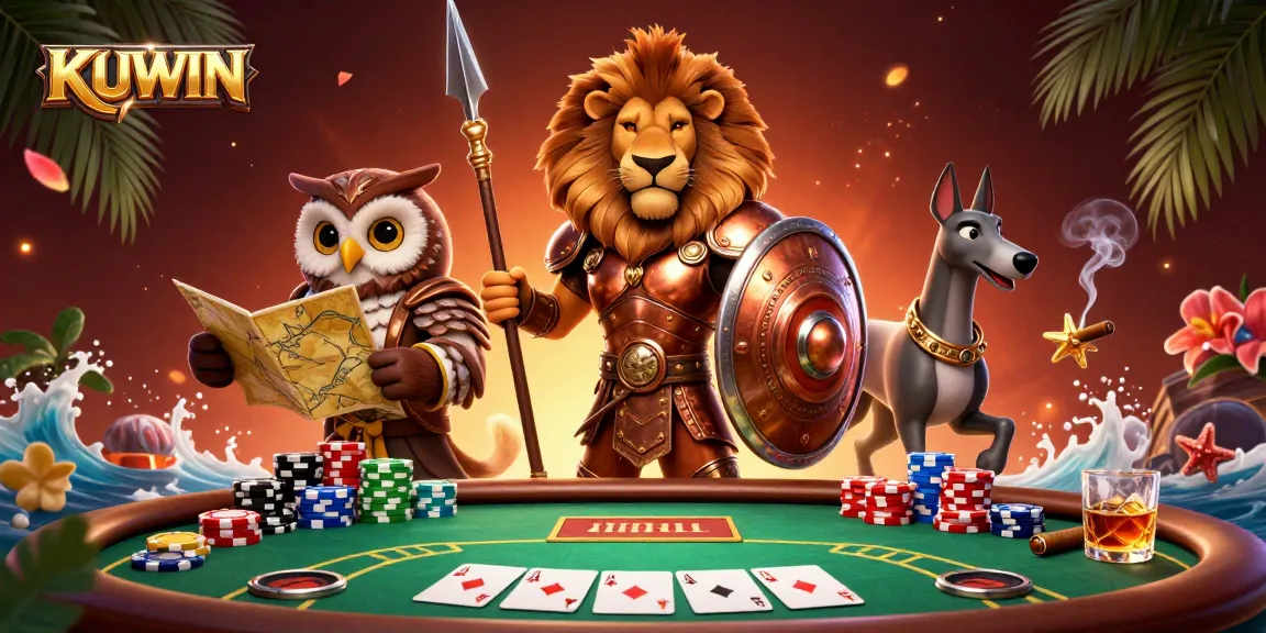 KUWIN enhances your poker strategies with an epic showdown featuring a Spartan lion and tactical allies.