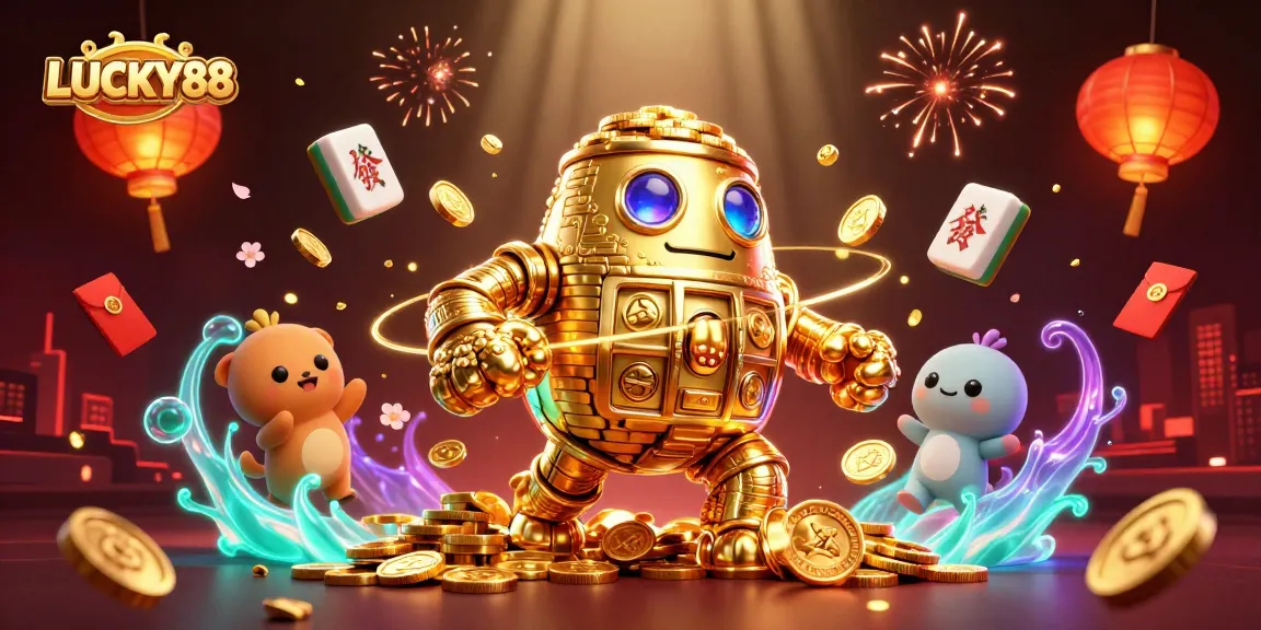 Engage with the exciting offerings of LUCKY88 in this vibrant casino-themed illustration