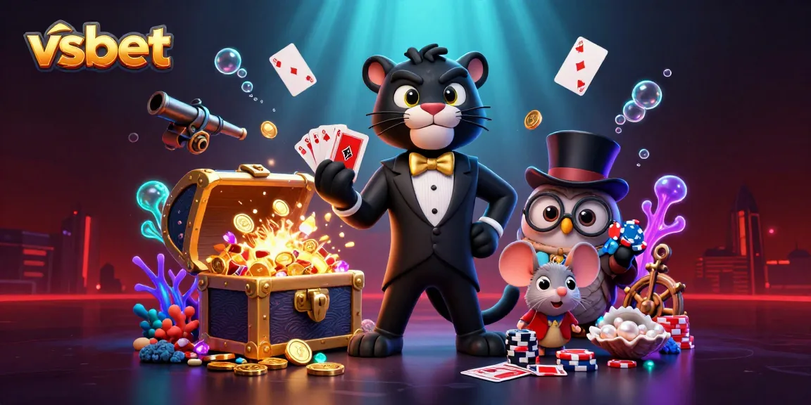 Engage in thrilling card games with vsbet's stylish black panther dealer, owl, and lucky mouse.