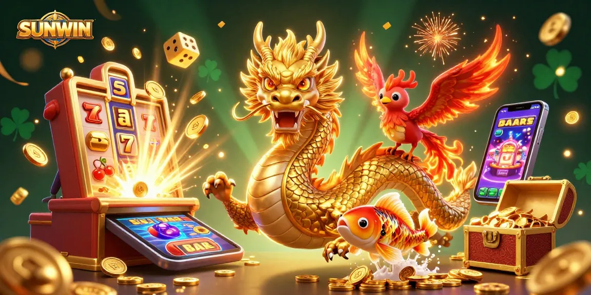 Play exciting games at SUNWIN with thrilling dragon, phoenix, and koi fish illustrations!