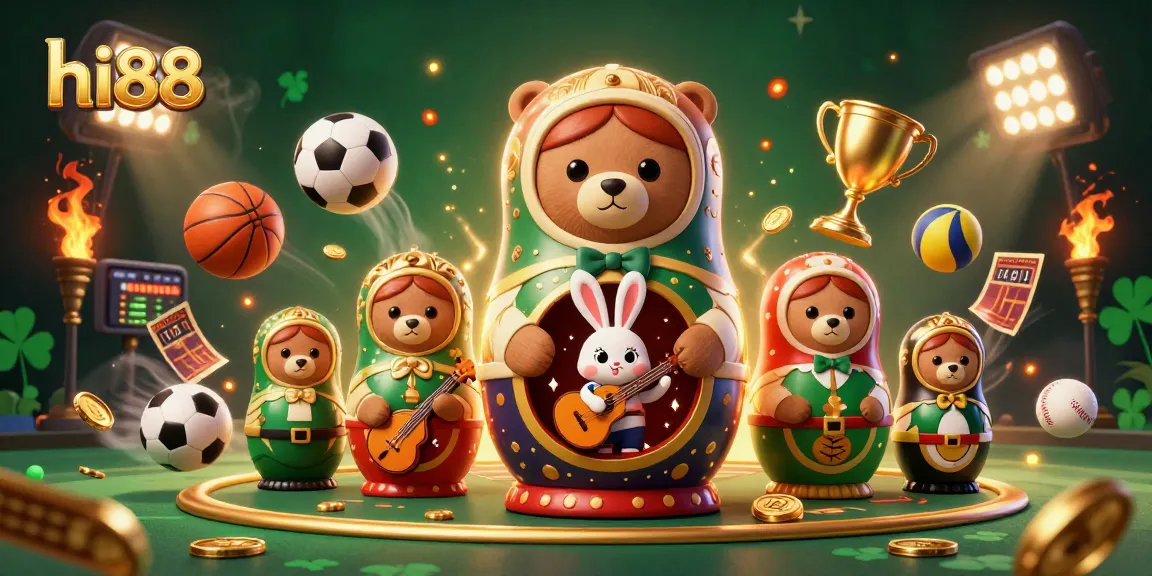 Betting with hi88 features vibrant 3D characters amidst dynamic sports elements