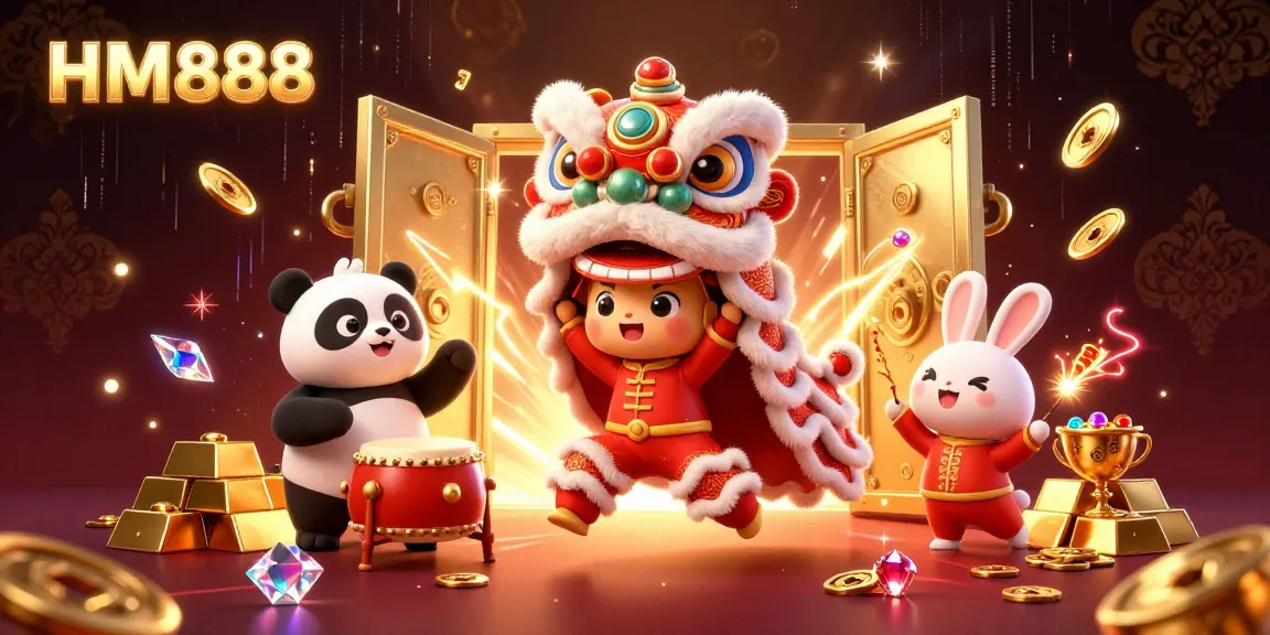 Engage with dynamic HM888 casino gaming excitement featuring charming characters and vibrant treasures!